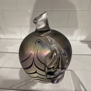 Silvestri Hand Blown Glads Iridescent Apple Paperweight Decor